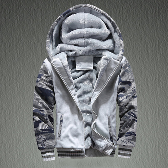 Spot velvet hooded sweater men's autumn and winter New Korean camouflage large size coat cross-border casual men's wholesale
