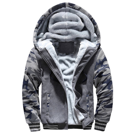 Spot velvet hooded sweater men's autumn and winter New Korean camouflage large size coat cross-border casual men's wholesale