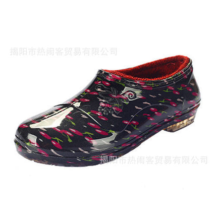 Shallow mouth spring and autumn women's water shoes fashion women's rain shoes non-slip short tube overshoes rubber shoes women's low-top overshoes non-slip kitchen shoes