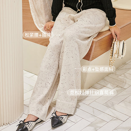 New stretch leggings wool straight pants warm wool knitted loose colored sports pants wholesale L9102