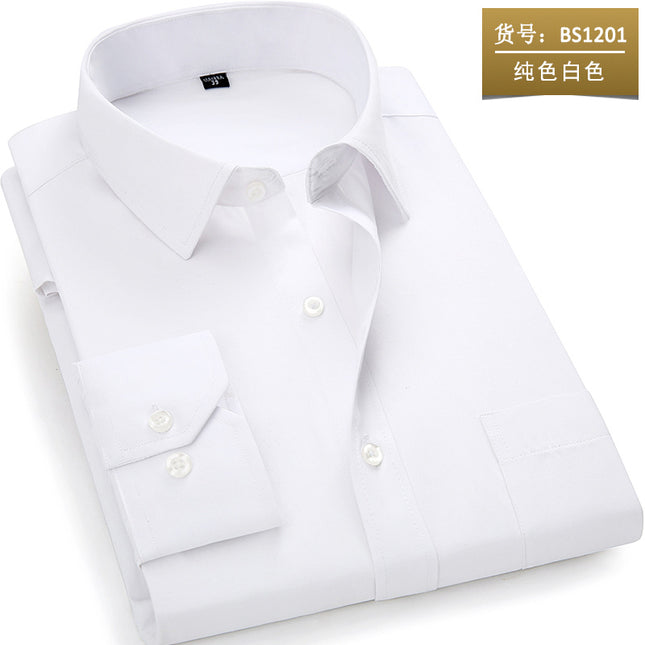 Workwear Purchase Logo Long-Sleeved Shirt for Men, Slim Fit Solid Color Top, Unisex Professional Work Attire with Embroidery Craftsmanship