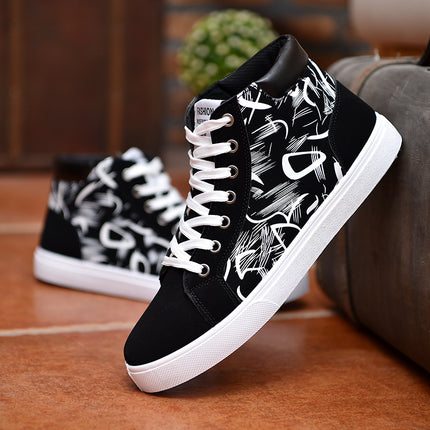 Autumn and Winter Trendy Shoes Men's Casual Board Shoes Korean Style Trendy Board Shoes High-top Cloth Shoes All-match Men's Shoes for Students