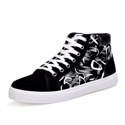 Autumn and Winter Trendy Shoes Men's Casual Board Shoes Korean Style Trendy Board Shoes High-top Cloth Shoes All-match Men's Shoes for Students