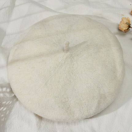 Monochrome Beret Women's Autumn and Winter Korean Style Japanese Style Literary Wool Candy Color Painter's Hat Fashionable Warm Hat Wholesale