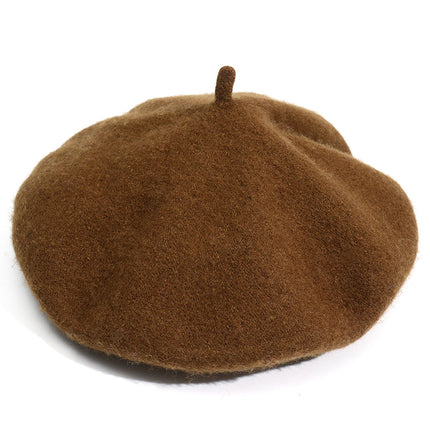 Monochrome Beret Women's Autumn and Winter Korean Style Japanese Style Literary Wool Candy Color Painter's Hat Fashionable Warm Hat Wholesale