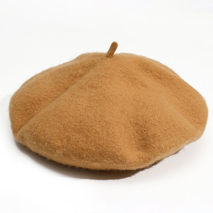 Monochrome Beret Women's Autumn and Winter Korean Style Japanese Style Literary Wool Candy Color Painter's Hat Fashionable Warm Hat Wholesale