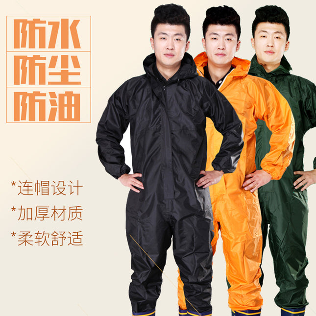 Protective Clothing Hooded Dust-proof Clothing Waterproof Oil-proof Chemical Paint Polishing Pesticide Working Clothes Odor-proof Raincoat