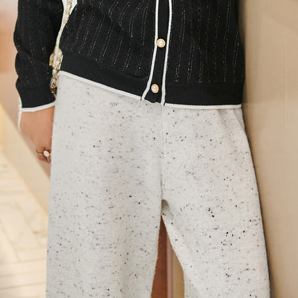 New stretch leggings wool straight pants warm wool knitted loose colored sports pants wholesale L9102