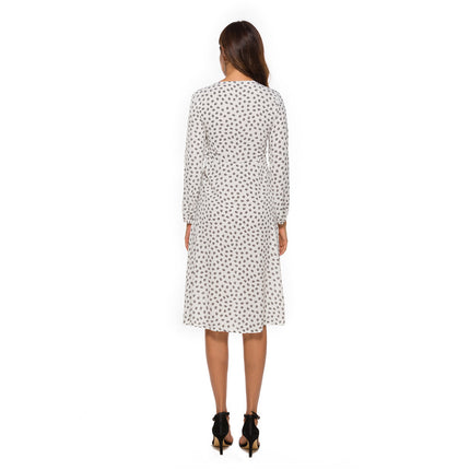 Amazon Spring and Summer New Sexy Split V-Neck Printed Slim-Fit Long-Sleeved Chiffon Dress dress in stock