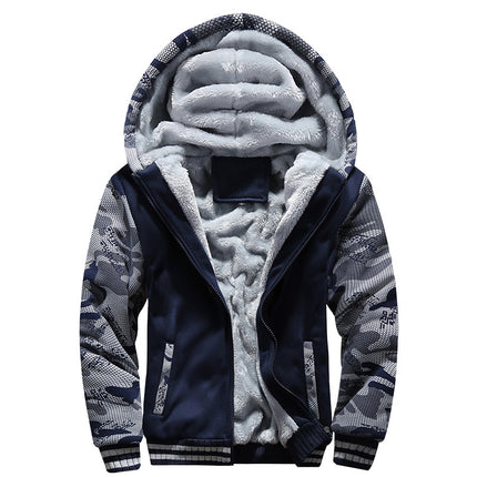 Spot velvet hooded sweater men's autumn and winter New Korean camouflage large size coat cross-border casual men's wholesale