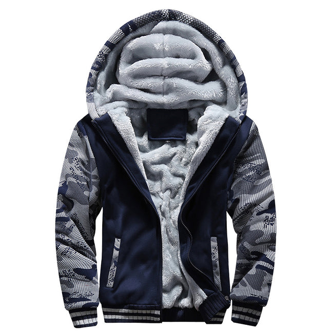 Spot velvet hooded sweater men's autumn and winter New Korean camouflage large size coat cross-border casual men's wholesale
