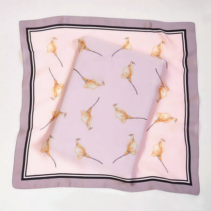 Korean version of simple ins53cm new silk satin horseshoe Lotus Lady Silk small square scarf scarf scarf wholesale
