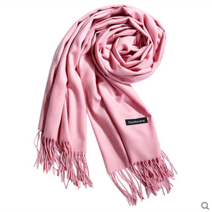 New Scarf Foreign Trade Women's Autumn and Winter Korean Style Monochrome Tassel Long Scarf Student Japanese Style Fresh Long Imitation Cashmere Shawl