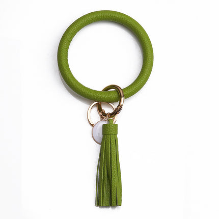 2022 Cross-Border Listing European and American Pu Leather Tassel Pendant Bracelet Women's Keychain Wristband Wholesale in Stock Stackable Wear