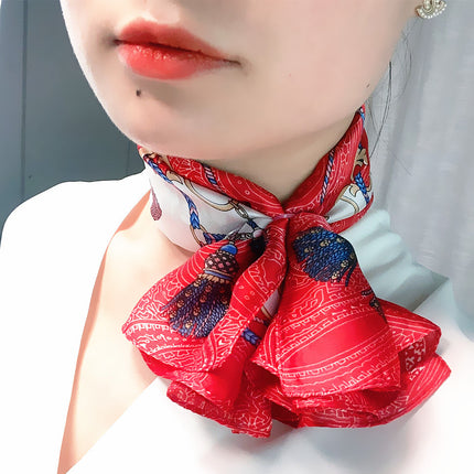 New ins53cm New Silk Satin Rope Ribbon Tassel Women Imitation Silk Small Square Scarf Scarf Wholesale