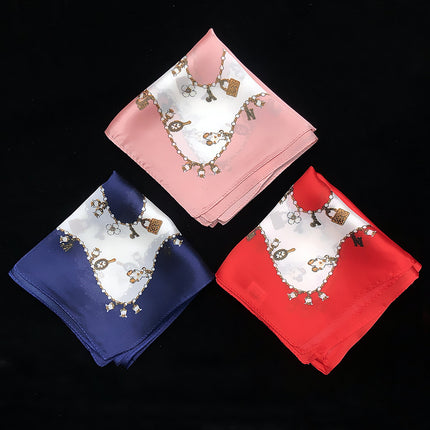 The new Korean version of INS53cm new silk satin chain ornaments ladies imitation silk small square scarf scarf scarf scarf wholesale
