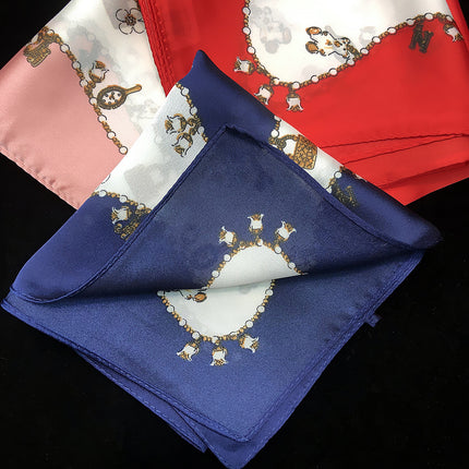 The new Korean version of INS53cm new silk satin chain ornaments ladies imitation silk small square scarf scarf scarf scarf wholesale