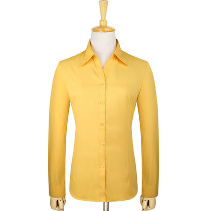 Workwear Purchase Logo Long-Sleeved Shirt for Men, Slim Fit Solid Color Top, Unisex Professional Work Attire with Embroidery Craftsmanship