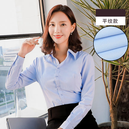 Workwear Purchase Logo Long-Sleeved Shirt for Men, Slim Fit Solid Color Top, Unisex Professional Work Attire with Embroidery Craftsmanship