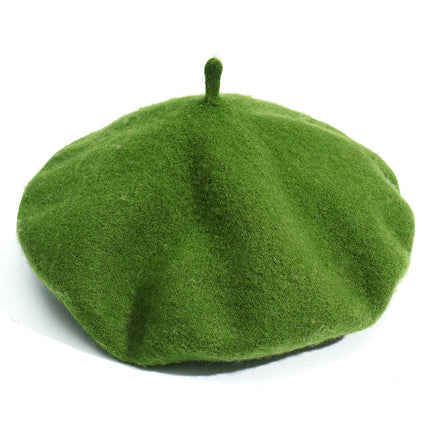 Monochrome Beret Women's Autumn and Winter Korean Style Japanese Style Literary Wool Candy Color Painter's Hat Fashionable Warm Hat Wholesale