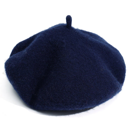 Monochrome Beret Women's Autumn and Winter Korean Style Japanese Style Literary Wool Candy Color Painter's Hat Fashionable Warm Hat Wholesale