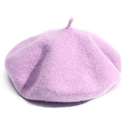 Monochrome Beret Women's Autumn and Winter Korean Style Japanese Style Literary Wool Candy Color Painter's Hat Fashionable Warm Hat Wholesale