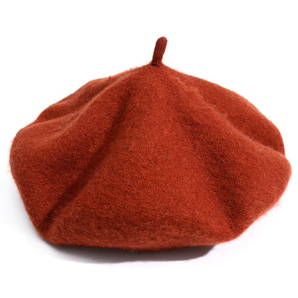 Monochrome Beret Women's Autumn and Winter Korean Style Japanese Style Literary Wool Candy Color Painter's Hat Fashionable Warm Hat Wholesale