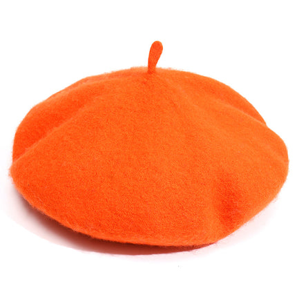 Monochrome Beret Women's Autumn and Winter Korean Style Japanese Style Literary Wool Candy Color Painter's Hat Fashionable Warm Hat Wholesale