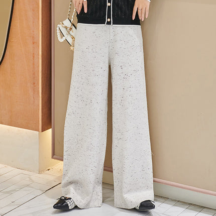 New stretch leggings wool straight pants warm wool knitted loose colored sports pants wholesale L9102