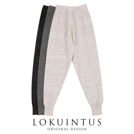 New stretch leggings wool straight pants warm wool knitted loose colored sports pants wholesale L9102