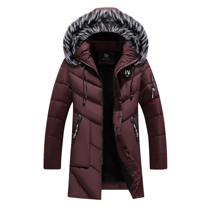 Amazon Winter Cotton-padded Long Thickened Cold-proof Warm Removable Cap Men's Slim-fit Casual Cotton-padded Coat