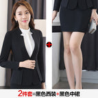 Black suit + black skirt / S