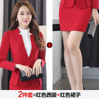Red suit + red skirt / S