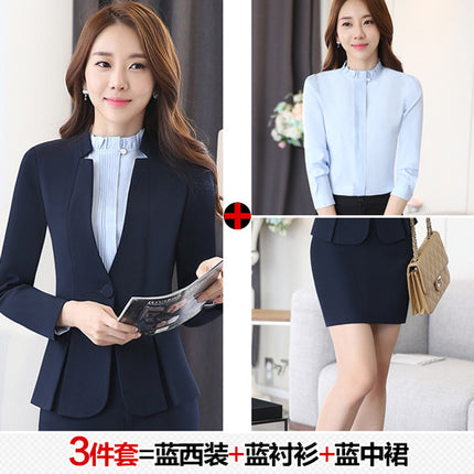 Long Sleeve Spring and Autumn Business Suit Women's Slim Fit Beauty Salon Hotel Work Clothes White Collar Interview Dress Suit Dress