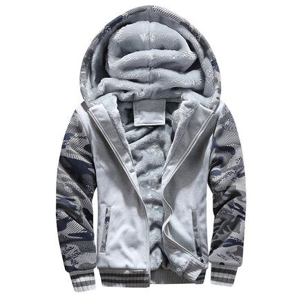 Spot velvet hooded sweater men's autumn and winter New Korean camouflage large size coat cross-border casual men's wholesale