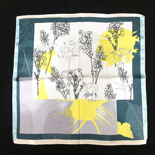 Korean version of simple ins53cm new silk satin hand-painted twigs and flowers ladies imitation silk small square scarf scarf scarf scarf wholesale
