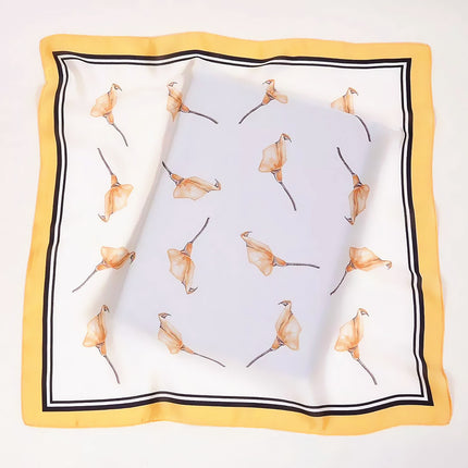 Korean version of simple ins53cm new silk satin horseshoe Lotus Lady Silk small square scarf scarf scarf wholesale
