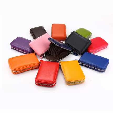 Manufacturer Wholesale Custom Anti-Theft Genuine Leather Card Holder in Stock, Candy Color Accordion Card Holder, Bus Card Holder, Women's Coin Purse