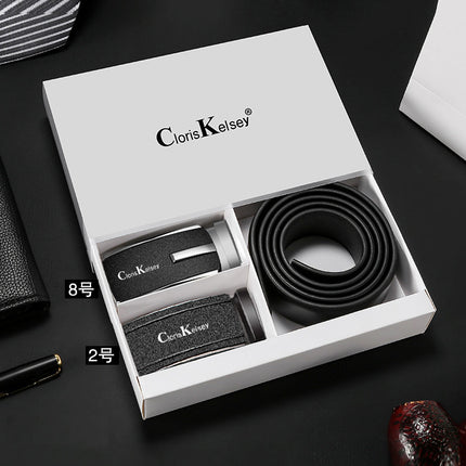 Belt Genuine Leather Men's Belt First Layer Cowhide Belt Frosted Buckle Event Gift Box Popular Belt Supports Dropshipping