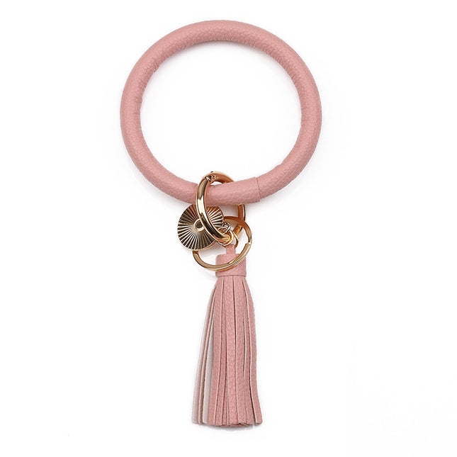 2022 Cross-Border Listing European and American Pu Leather Tassel Pendant Bracelet Women's Keychain Wristband Wholesale in Stock Stackable Wear
