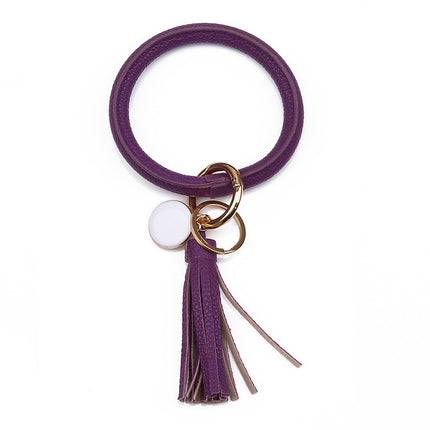 2022 Cross-Border Listing European and American Pu Leather Tassel Pendant Bracelet Women's Keychain Wristband Wholesale in Stock Stackable Wear