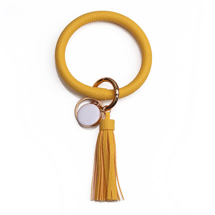 2022 Cross-Border Listing European and American Pu Leather Tassel Pendant Bracelet Women's Keychain Wristband Wholesale in Stock Stackable Wear