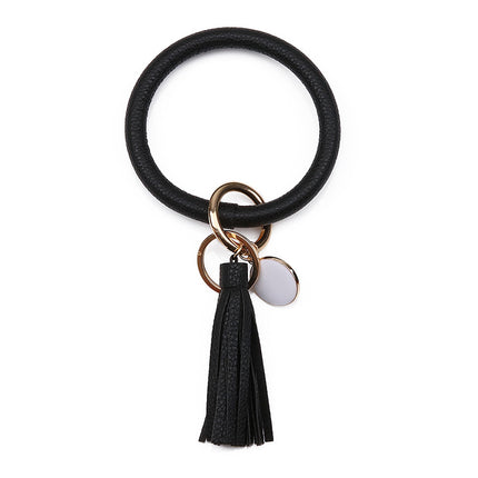 2022 Cross-Border Listing European and American Pu Leather Tassel Pendant Bracelet Women's Keychain Wristband Wholesale in Stock Stackable Wear