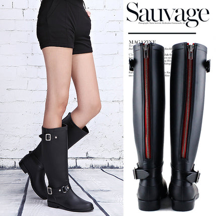 New fashion rain boots women waterproof high rain boots non-slip long water shoes zipper Korean version adult water boots wholesale