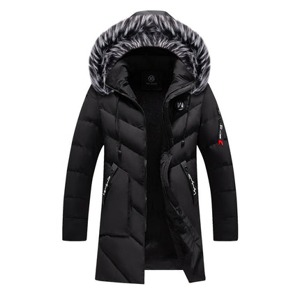 Amazon Winter Cotton-padded Long Thickened Cold-proof Warm Removable Cap Men's Slim-fit Casual Cotton-padded Coat