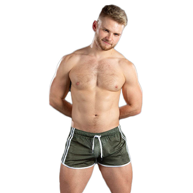 Crazy Muscle Sports Shorts Men's Hole Eye Quick-drying Breathable Sexy Beach Fitness Training Outdoor Casual Three-point Pants