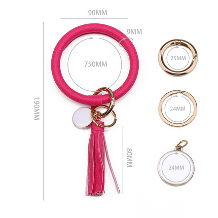2022 Cross-Border Listing European and American Pu Leather Tassel Pendant Bracelet Women's Keychain Wristband Wholesale in Stock Stackable Wear