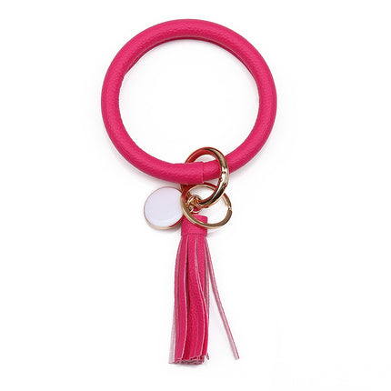 2022 Cross-Border Listing European and American Pu Leather Tassel Pendant Bracelet Women's Keychain Wristband Wholesale in Stock Stackable Wear