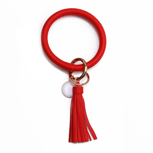 2022 Cross-Border Listing European and American Pu Leather Tassel Pendant Bracelet Women's Keychain Wristband Wholesale in Stock Stackable Wear