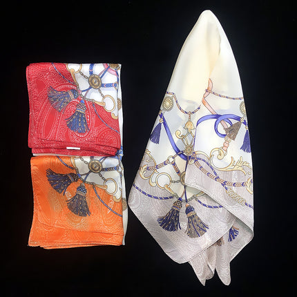 New ins53cm New Silk Satin Rope Ribbon Tassel Women Imitation Silk Small Square Scarf Scarf Wholesale